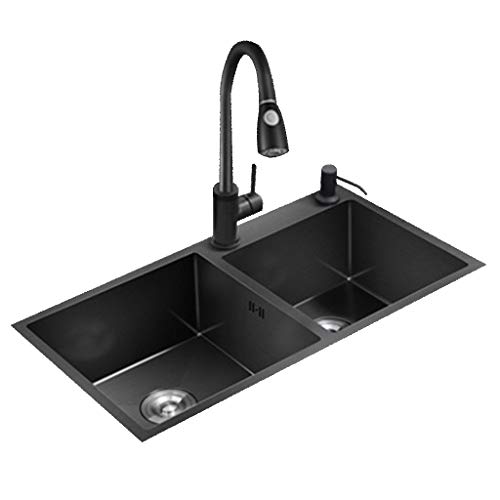 Fregadero Doble para El Hogar Fregadero De Belfast Fregadero para El Hogar Fregadero Nano Negro De La Cocina para El Hogar Fregadero Individual Fregadero del Grifo De Acero Inoxidable 304