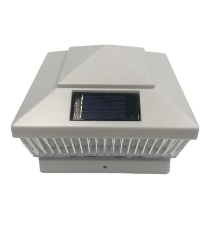 JAYXC HOME Solar Super Bright LED 78 Lumens Outdoor Post Cap Lights for 5x5 PVC, Vinyl, or Plastic Post (White Finish Color)