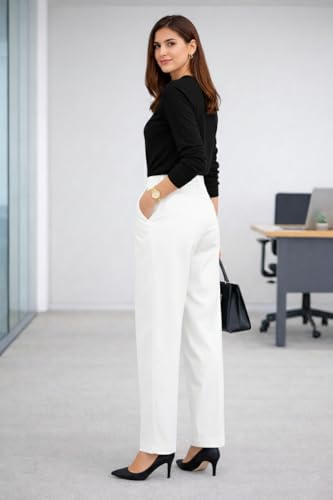 Image of Women's Formal Trousers | Stretch & Regular Fabric Options | Straight Fit Office Wear Pants with Pockets | Casual Trouser for Womens