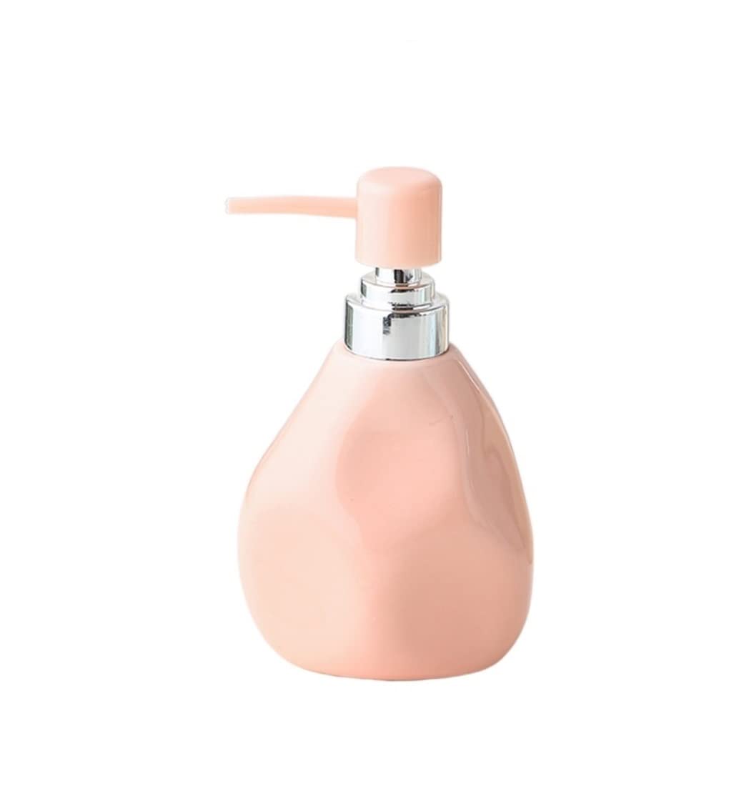 Dispenser per lozione, Dispenser di Sapone Liquido, flacone con Pompa a Pompa in Ceramica Ricaricabile per Cucina e Doccia (Blu: Rosa, Formato 350 ml)