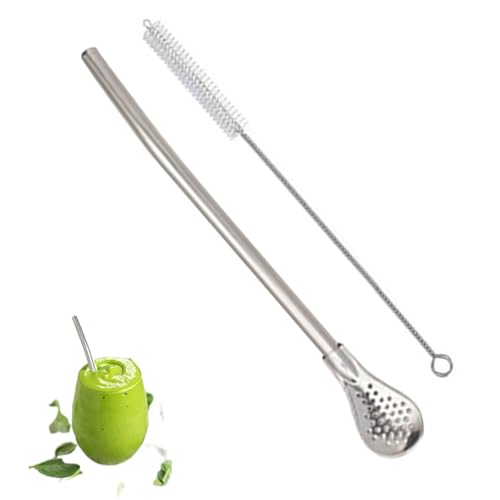 Pajita Bombilla - Colador Agitador Cuchara Filtrada Pajita de Acero Inoxidable, Pajitas para Beber Multifuncionales Portátiles | Sopa de café para bebidas, tubo de metal reutilizable de yerba mate, ca