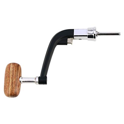 zhibeisai Metal Spinning Carrete de Pesca Mango de Madera Hace Girar la manija Giratorio Perilla Equipos de Pesca Accesorios, Grande negro1