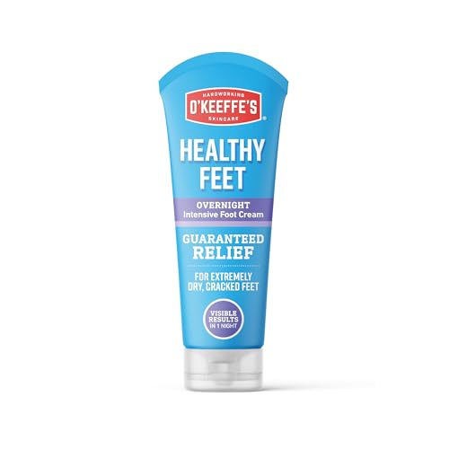 OKeeffes Healthy Feet Overnight 80ml Intensive Moisturising Foot Cream for Dry Cracked Heels | Cracked Heel Repair Cream
