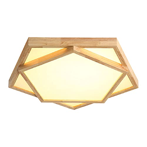 Plafonnier LED de forme géométrique luminaire bois dimmable moderne 42cm