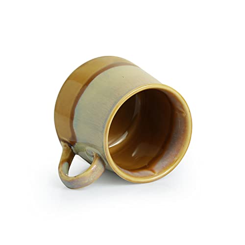 Image of ExclusiveLane Dual-Glazed Studio Pottery Ceramic Cups Set for Tea of 6 Coffee Mug Chai Tea Cups (Set of 6, 210 ML, Mustard Yellow & Off White, Dishwasher & Microwave Safe)