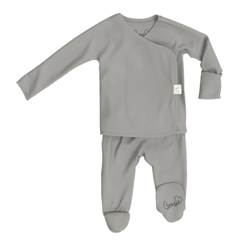 Image of Bonsie Skin to Skin Babywear Footie - Gray Baby Footed Bodysuit - Fog