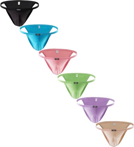 iKingsky Men's High-leg Opening Bikini Underwear Sexy Brazilian Back Mens Underwear Stretch String Briefs for Men