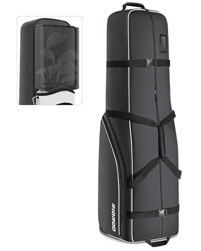 RIOROO Bolsa de Viaje para Palos de Golf con Ruedas, Material de Poliéster 900D de Alta Resistencia, Protección Acolchada y de Lados Suaves, Bolsa de Golf Plegable para Vuelos