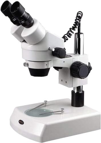 Image of AmScope SM-2B Professional Binocular Stereo Zoom Microscope, WH10x Eyepieces, 7X-45X Magnification, 0.7X-4.5X Zoom Objective, Upper and Lower Halogen Lighting, Pillar Stand, 110V-120V