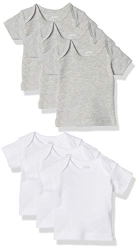 Image of Amazon Essentials Unisex Babies' Lap-Shoulder Tee, Pack of 6