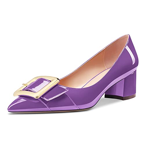 Castamere Women Mid Chunky Block Heel Pointed Toe Slip-on Pumps Cute Dress Wedding 2.0 Inches Heels