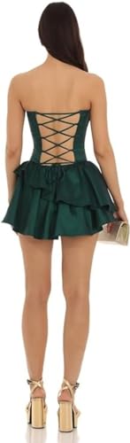 Women's Strapless Short Prom Dress Tiered Homecoming Dress Bodycon Cocktail Party Dress2