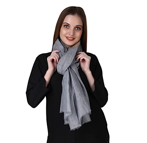 100% Pure Flax Linen, Kantha Hand Embroidered Gauze Scarf.2