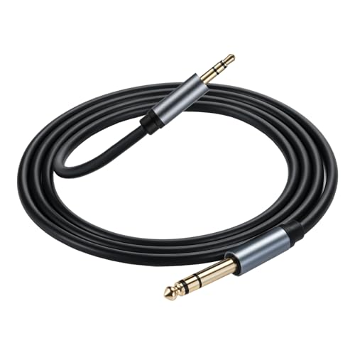 Cavo audio 3.5mm a 6.35mm, Cavo jack 3.5mm a 6.35mm Stereo Professionale HiFi, per Smartphone Tablet PC Chitarra Amplificatore Mixer Audio Lettori MP3 Sistema HiFi, Connettori Placcati in Oro 2M