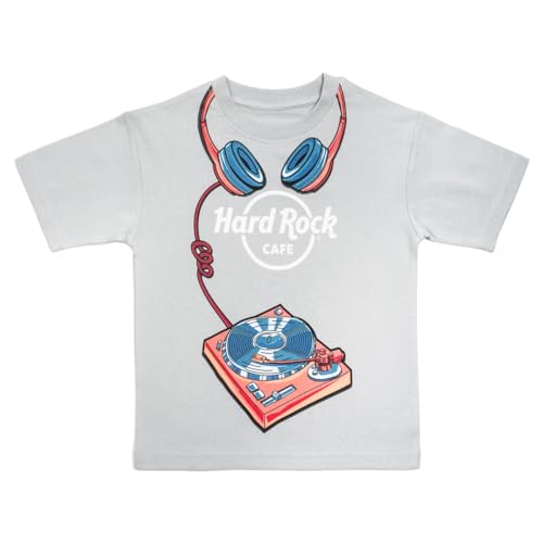 Hard Rock Youth Kids Unisex Headphones Design T-Shirt Tee Gray