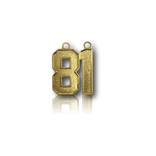 CustomNumberCharms Number 81 Gold Plated Jersey Style Sports Necklace Charm Pendant (0.8