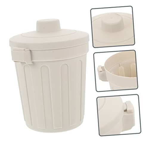 Caneca de basura para escritorio con tapa y soporte de plástico miniatura 3