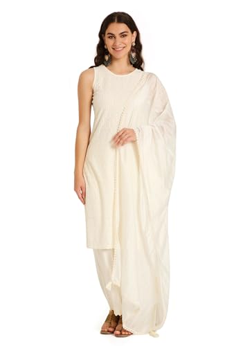 Image of SHOPPING QUEEN Women's Rayon Chikankari Lucknowi Kurta Palazzo with Dupatta Set