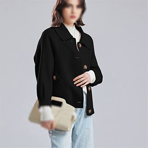Double-Sided Black Wool Coat Jacket Women's Autumn and Winter