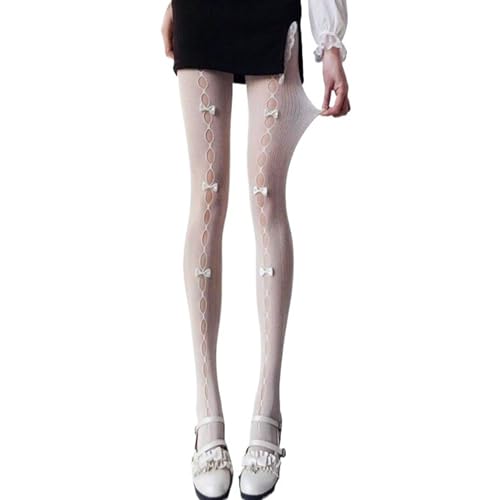 Women's Lolita Tights with Bows, Mesh Hallow Harajuku Stockings, Lace Stockings Leggings