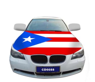 Car Hood Cover Country Flag Hood Cover Durable Weatherproof Universal Fit Car Cover for All Seasons Protection Custom Fit for Cars Trucks SUVs (Puerto