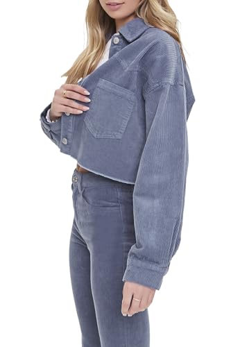 Forever 21 Women's Corduroy Frayed Cropped Shacket2