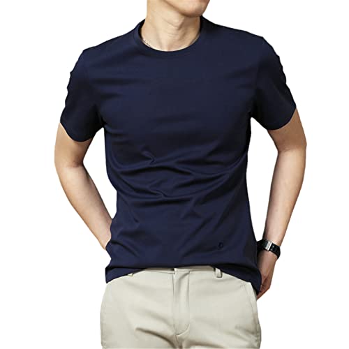 T-shirt d'été à col rond homme manches courtes soie glacée