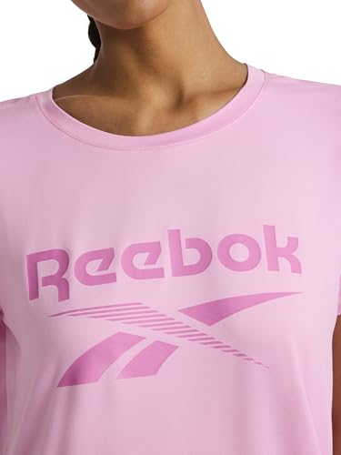 Reebok Women’s Lockup Striped Cropped Crewneck T-Shirt, Standard Fit, Lightweight Stretch Poly Performance Fabric, Lilac Chiffon, Medium - image 5