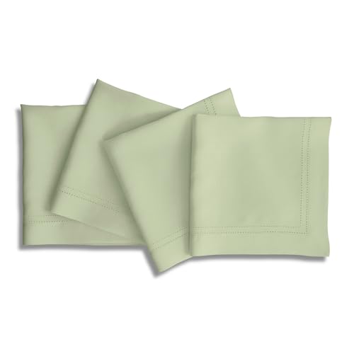 Solino Home Lot de 4 serviettes de table en lin 100 % pur, fabriquées à la main et lavables à la machine – Pour l'hiver et le Nouvel An, pour l'hiver, le Nouvel An, vert sauge – 50,8 x 50,8 cm