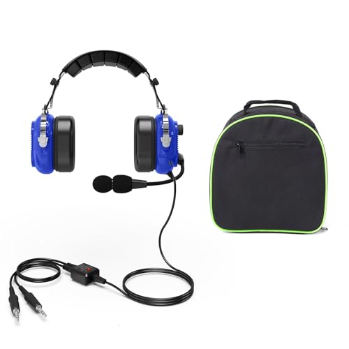 PZYPYM Blue General Aviation Headset Pilot Headphone NRR 24dB Noise Cancelling Microphone for Flight Traning Student Profession Airplane Helicopter Pilots (heaphone)