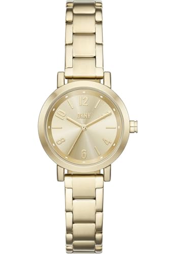 DKNY Damen Analog Quarz Uhr mit Edelstahl Armband NY6694, Gold