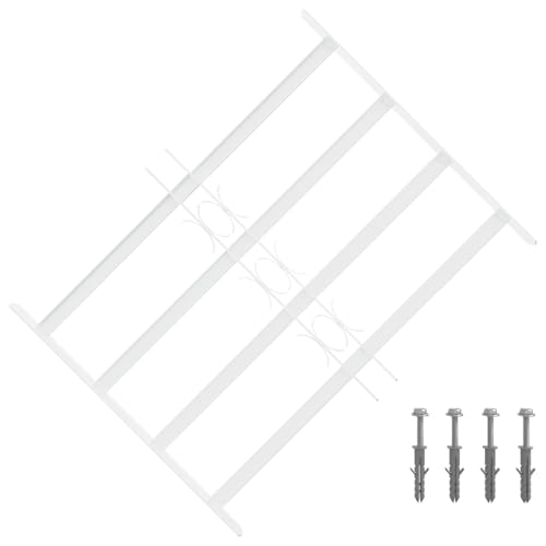 vidaXL Reja de Seguridad para Ventanas con 4 Barras Transversales, Reja de Seguridad para Ventanas, Rectangular y Ajustable, Marco de Acero Que Garantiza tu Tranquilidad