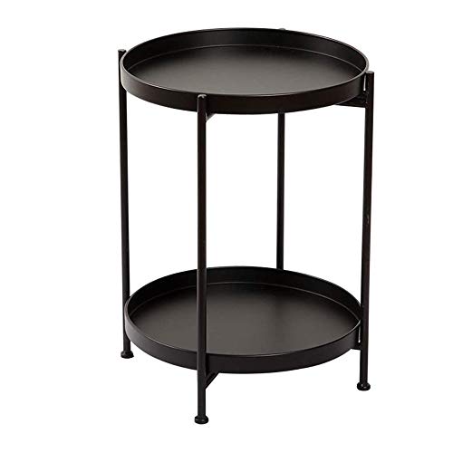 CHENJIU Mini Wrought Iron Living Room Coffee Table, Simple Double-Laye CHENJIU Mini Wrought Iron Living Room Coffee Table, Simple Double-Laye