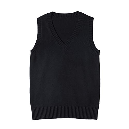 Tidecc Pull en tricot sans manches avec col en V pour femme - Veste en maille - 12 couleurs, Noir , 38