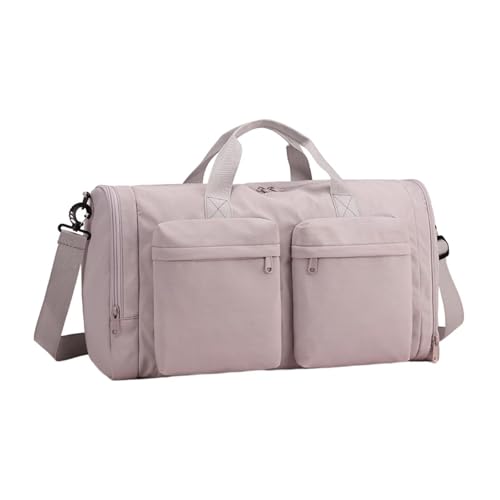 Travel Duffle Bag Water Resistant for Women and Men with Shoe Compartment Foldable Luggage Bag for Camping Workout Gym Sports, Pink