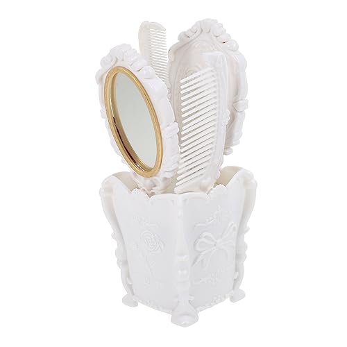 ARTSEWPLY 5個ヘアブラシ コーム 鏡付き収納ホルダー付き デスクトップ ドレッサー用 整理整頓 メイクブラシ アイブロウペンシルなど 小物入れとしても使用可能