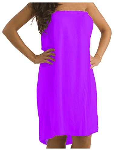 BY LORA Personalized Spa Shower Wrap Towels for Ladies, One Size, Purple