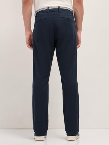 Image of Men's Grey Cotton Straight Fit Casual Trouser