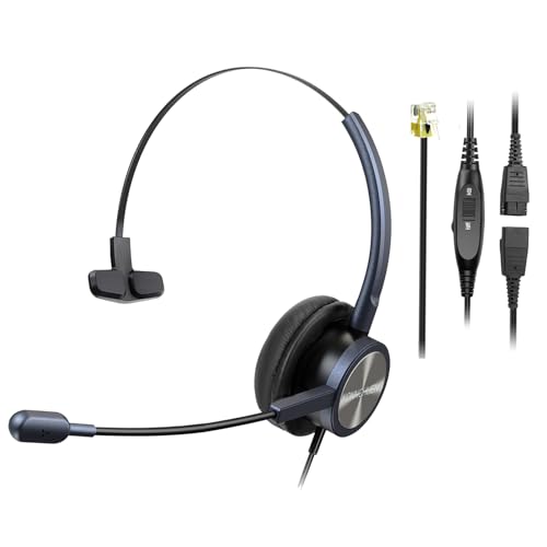KONNCHUENG Phone Headset with Microphone Noise Cancelling, Corded RJ9 Telephone Headset with Volume Control for Cisco 8841, 8845, 8851, 8865, 7821, 7861, 7975G, 7985G, 8811, 8851, 8861, 9951 etc