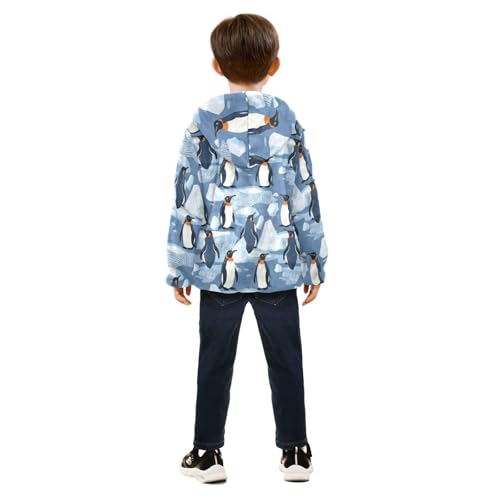 Penguins on The Ice Girls Fleece Jacket Girls Fall Jacket Boys Coats Zip Up Hoodie Children Sherpa Warm Outerwear 2-10T4