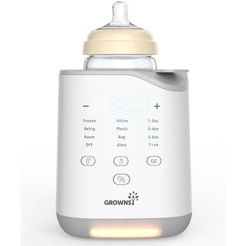 GROWNSY Bottle Warmer, 2024 Fast Baby Bottle Warmer for Breastmilk & Formula, Smart Temperature Control, with Timer, Thaw, Food Heater, Night Light, Calentador De Biberones for All Bottles Cover