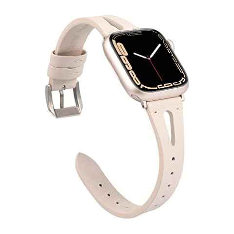 Wearlizer Starlight Leather Strap Compatible with Apple Watch Straps 41mm 38mm 40mm iWatch Womens Mens Special Triangle Hole Wristband Sport Replacement Bracelet SE Series 8 7 6 5 4 3 2 1 Edition Cover