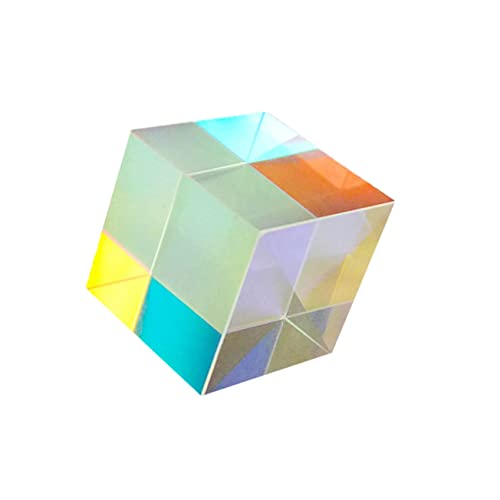 TEHAUX Creative Optical Glass Cube Prism Ornament for Home Decoration for DIY Light Refraction Experience and Color Separation Display
