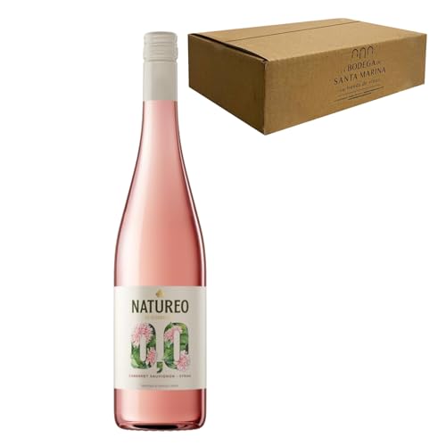 Natureo Rosado 0,0 | Vino Rosado Sin Alcohol | Fresco, Afrutado y Suave | Ideal para Aperitivos y Platos Ligeros | Alternativa Saludable con Menos de 0,0% Alcohol | Botella 75cl