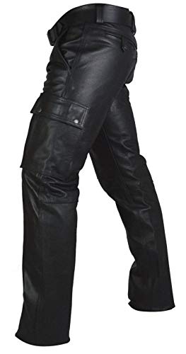 Men's Real Black & Brown Leather Pants Cargo 6 Pockets Pants Bikers Jeans Leather Trousers2