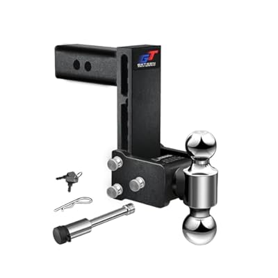 GETEEN Adjustable Trailer Hitch, Drop Hitch, Fits 2.5" Receiver, 7 Inch Drop/Rise, 2" x 2-5/16" Dual Ball Hitches for Trucks, 15,000 Lbs GTW