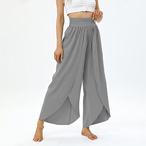 Wide Leg Pants For Women Today Deals Prime Maternity Pants Yoga Beach Yoga Pants With Pockets For Women Workout Deals 90S Outfit For Women High Waisted Yoga Pants(A Gray,Medium) #TOP4