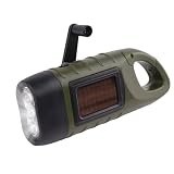 MIMISOLA Torcia Dinamo, Torcia Solare, Torcia a Manovella, con Fibbia, 3 LED ad Alta Intensità, Adatto per Campeggio, Arrampicata su Roccia, Trekking Caccia Attività(Verde)