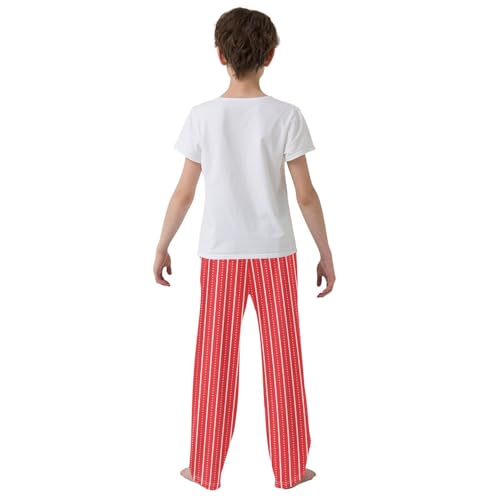 ZZKKO White Polka Dot Stripes Boys Pants for Kids Jogger Pants with Pockets S-XL3