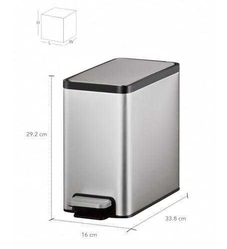 Image of Obsessions EKO Stainless Steel Step Trash Can - 3+3 Litre Dual Compartment Dustbin with Pedal & Removable Liners, Metallic for Kitchen & Bathroom
